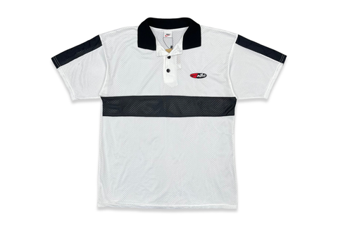  Vintage 90s Nike Spellout Logo Mesh Polo Shirt White 
