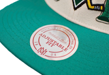  Mitchell & Ness Anaheim Ducks Across The Board Vintage Cream/Teal Snapback 