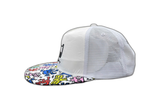  Withmoons Snapback Cap Keith Haring Barking Dog Rubber Patch Hat CR21214 (White) 