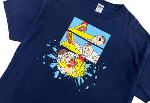  Vintage 00s Delta Family Guy Giant Chicken Fight Navy Tee 
