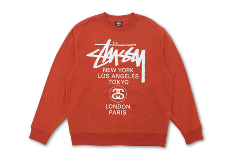  Stussy World Tour Sweater Brick 2021 