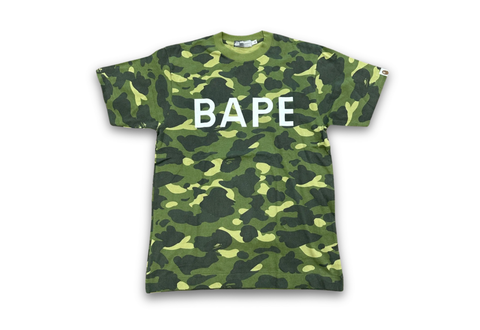  Bape 1st Green Camo Spellout Tee 
