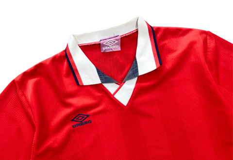  Vintage 90s Umbro Soccer Jersey White Red 