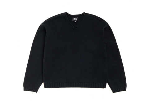  Stussy Roll V Neck Sweater Black 