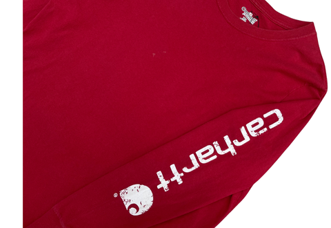  Carhartt Women's Logo Sleeve Graphic Long Sleeve Red 