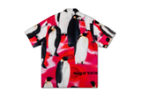  Supreme Penguins Rayon Short Sleeve Pink Shirt 