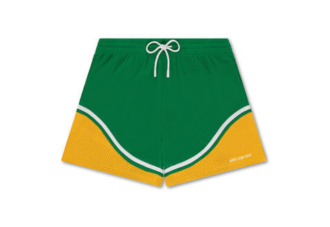  Aimé Leon Dore Paneled Basketball Short Green Yellow 