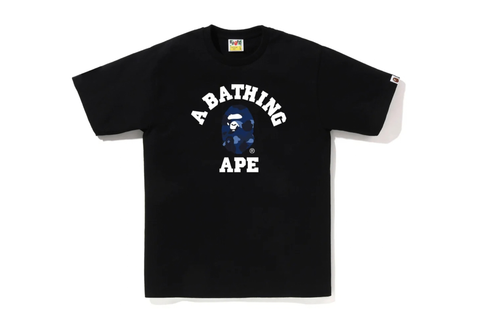  A Bathing Ape Color Camo College Tee Black/Navy 