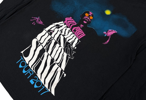  Virgil Abloh x Kid Cudi Passion Pain Demon Slayin Tour Long Sleeve Black Tee 