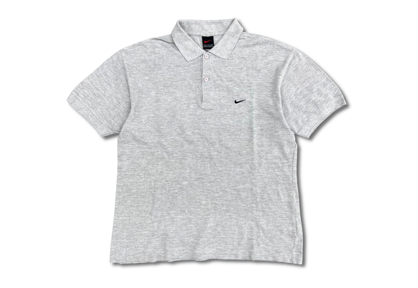  Vintage 90s Nike Swoosh Logo Polo Shirt Grey 