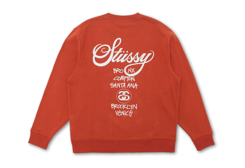  Stussy World Tour Sweater Brick 2021 