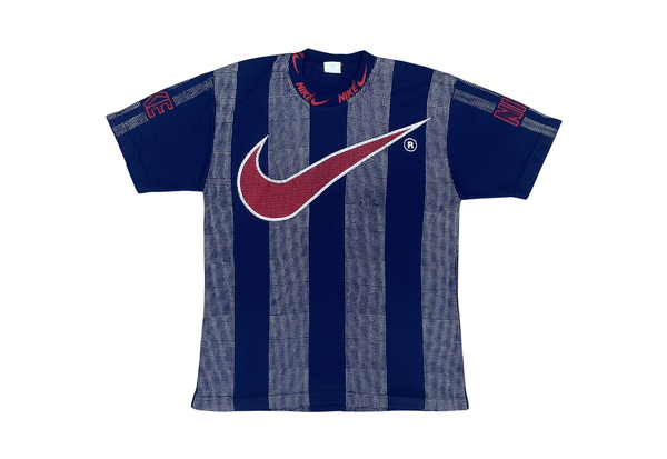  Vintage 90s Nike Bootleg Big Swoosh Striped Tee 