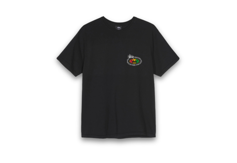  Stussy Rasta Oval Pigment Dyed Black Tee 