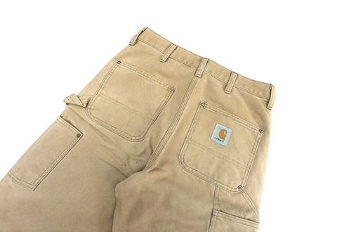  Vintage 90s Carhartt Faded Brown Double Knee Canvas Shorts 
