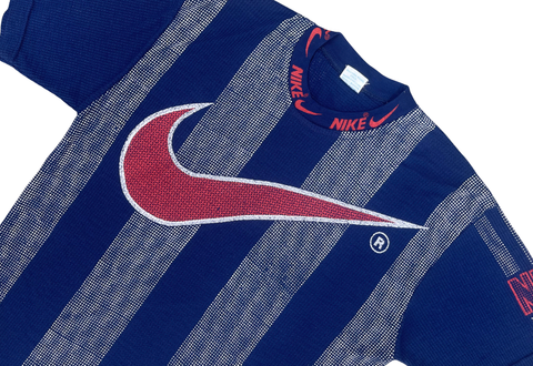  Vintage 90s Nike Bootleg Big Swoosh Striped Tee 