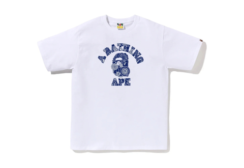  A Bathing Ape Japanese Indigo Art Camo College Tee White 