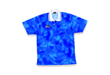  Vintage 90s Asics Patterned Polo Soccer Jersey Blue 