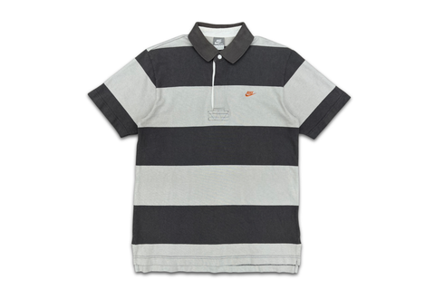  Vintage Nike Mini Swoosh Striped Polo Shirt Gray 