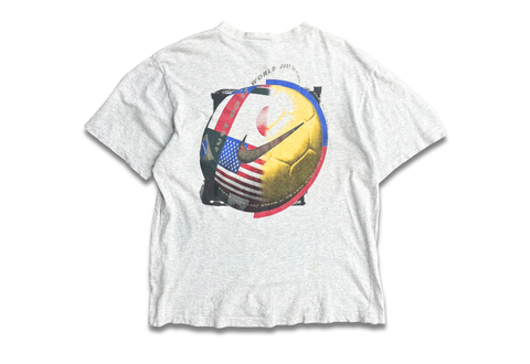  Vintage 90s Nike Just Do It World Cup Soccer Tee Grey 