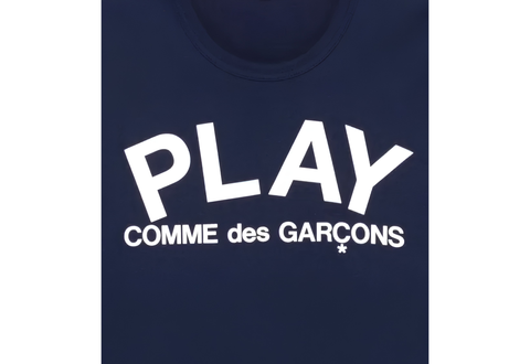  Comme Des Garcons Play Logo Print Tee Navy 