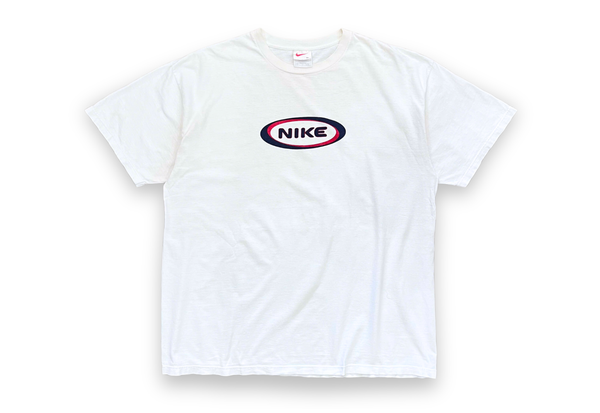  Vintage 00s Nike Oval Spell Out Graphic Tee White 