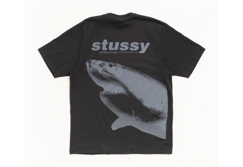  Stussy Shark Tee Pigment Dyed Faded Black 