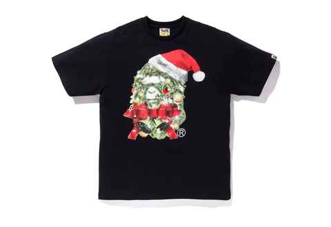  BAPE Christmas Ape Head Tee Black 