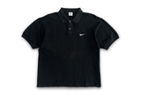  Vintage 90s Nike Swoosh Logo Polo Shirt Black 