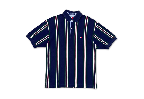  Vintage Tommy Hilfiger Embroidered Logo Multi-Stripe Polo 