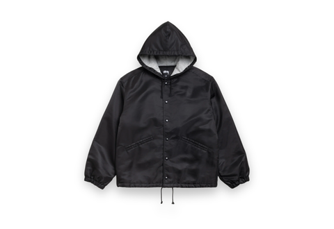  STUSSY HOODED COACHES JACKET BLACK 