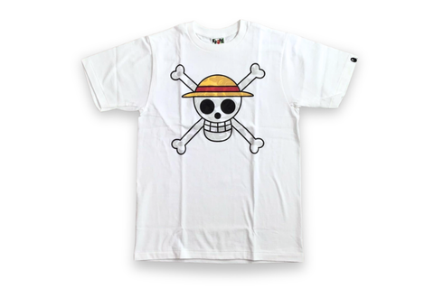  One Piece × BAPE camo Luffy flag mark White Tee  A Bathing Ape 