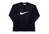  Vintage 90s Nike Big Swoosh Grey Black Long Sleeve Tee 