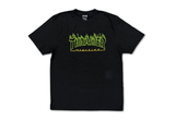  Thrasher Green Outline Flame Black Tee 