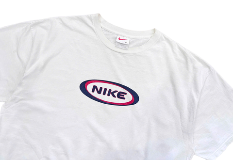  Vintage 00s Nike Oval Spell Out Graphic Tee White 