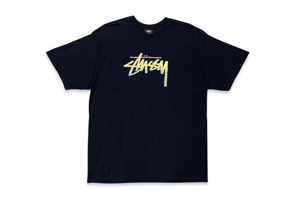  Stussy Stock Logo Gradient Graphic Black Tee 