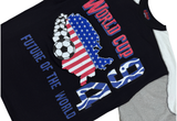  Vintage 90s USA World Cup "Future Of The Word" Graphic Black Tee 
