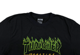  Thrasher Green Outline Flame Black Tee 