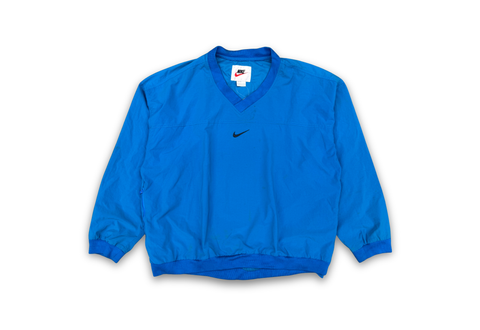  Vintage 90s Nike Pullover Long Sleeve Nylon Shirt Blue 