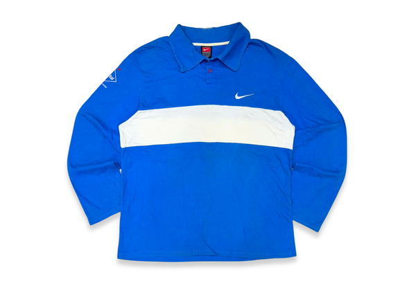  Vintage 90s Nike Team Long Sleeve Polo Blue/White 