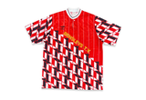  Vintage 90s Umbro Bensleys T.V. Graphic Football Jersey Red 