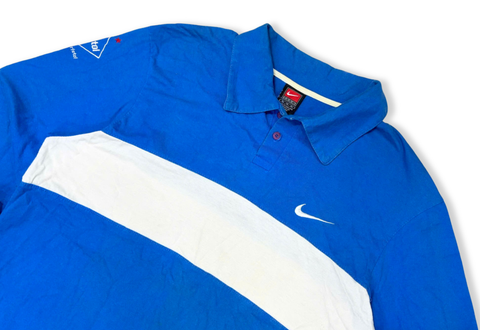  Vintage 90s Nike Team Long Sleeve Polo Blue/White 