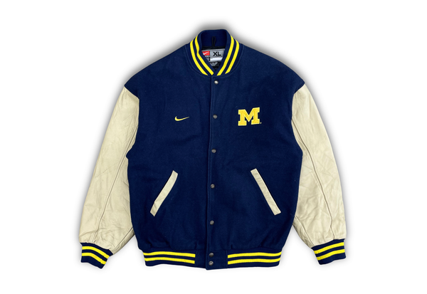  Vintage 90s Nike Team University of Michigan Varsity Jacket Navy 