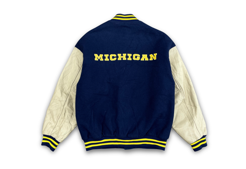  Vintage 90s Nike Team University of Michigan Varsity Jacket Navy 