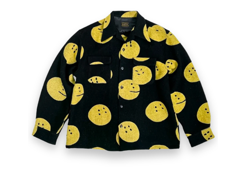  Kapital Cotton Wool Profile Rainbowy Pattern Board Shirt Black 