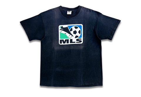  Vintage 90s Nike MLS Big Swoosh Soccer Tee Black 