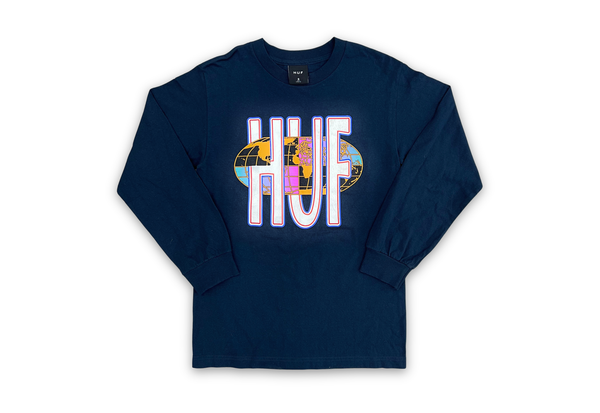  HUF Quake USA Long Sleeve Navy Tee 