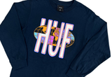  HUF Quake USA Long Sleeve Navy Tee 