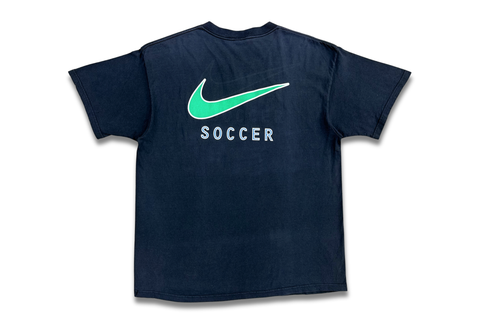  Vintage 90s Nike MLS Big Swoosh Soccer Tee Black 