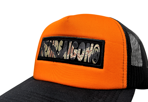  The Air Saigon® Tiger Camo Box Logo Trucker Hat Orange 
