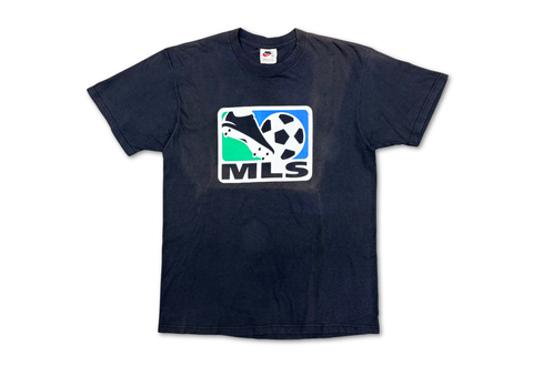  Vintage 90s Nike MLS Big Swoosh Soccer Tee Black 